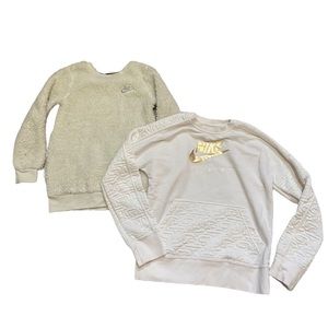 Girls Nike crewneck bundle size M Sherpa and white and silver